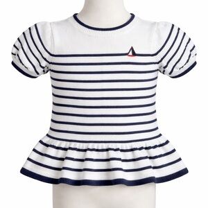 Janie and Jack Nautical Navy and White Striped Peplum Top Size 3T